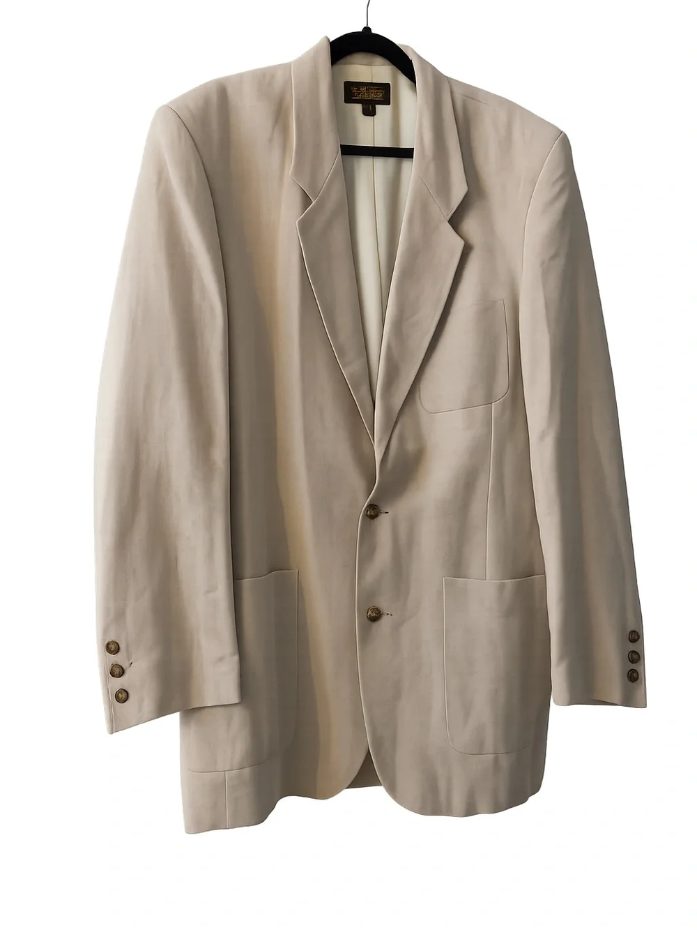 Men’s vintage Eddie Bauer Tan Linen Blend Sport Coat Blazer | 2 button size 45